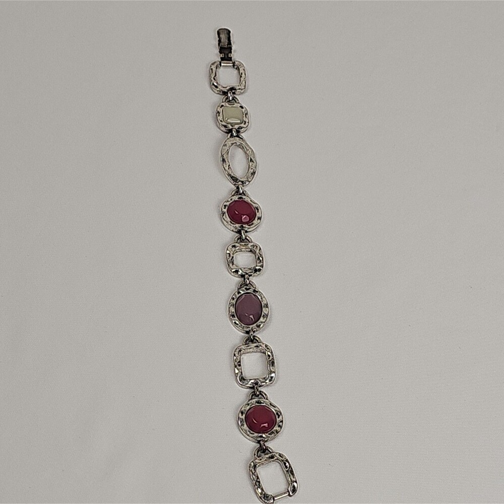Lia Sophia Silver Tone Pink Link Bracelet